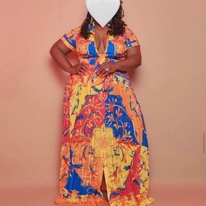 Multi-Colored Special Occasion Dress - 3X